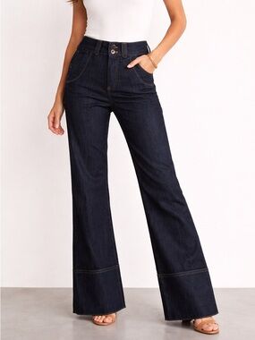 Pilcro‎ Wide Leg Jeans Women's 26 Dark Indigo High Rise Boho Retro Denim